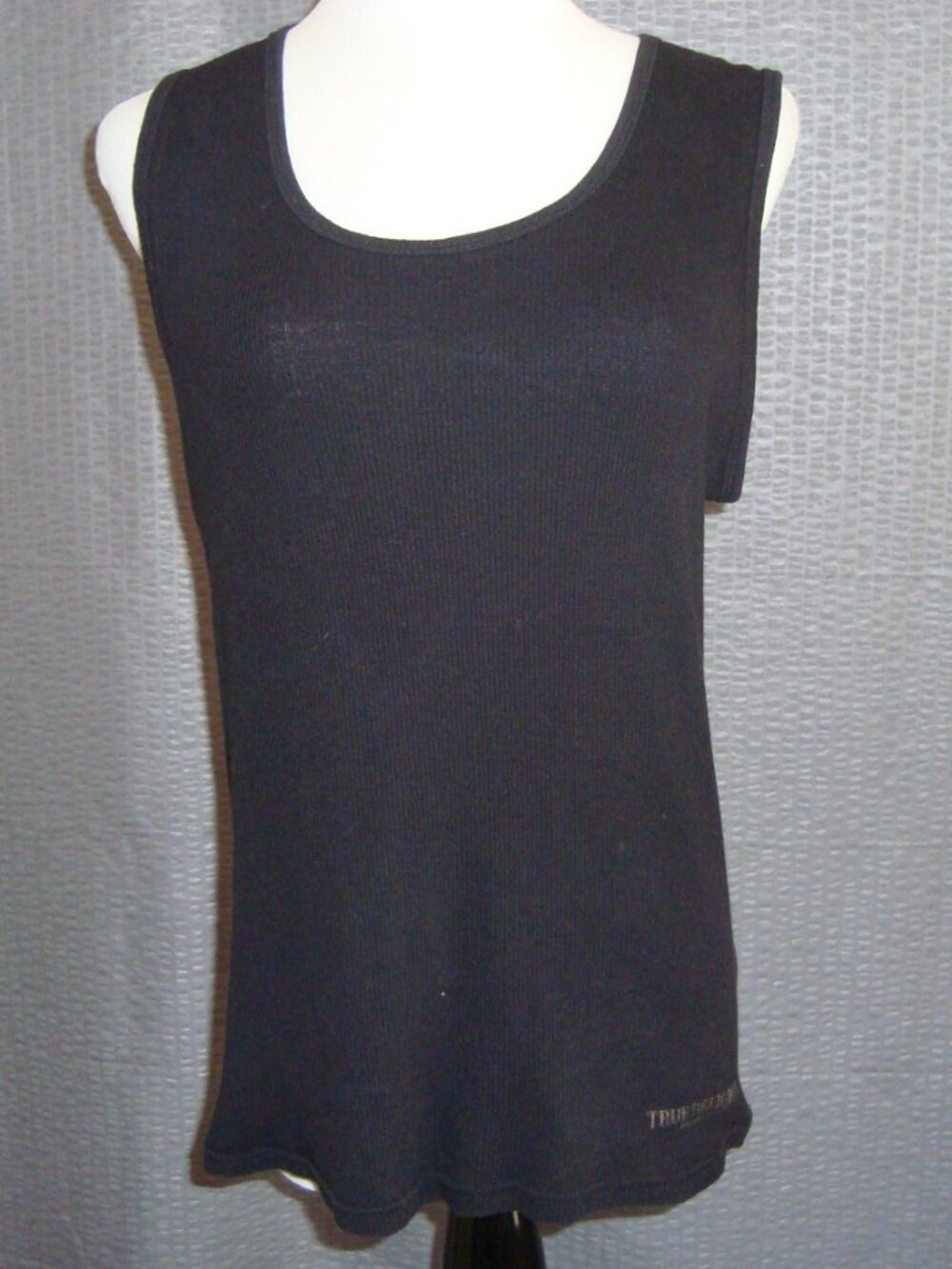 True Religion Ribbed Gold Logo Tank Top Size Large